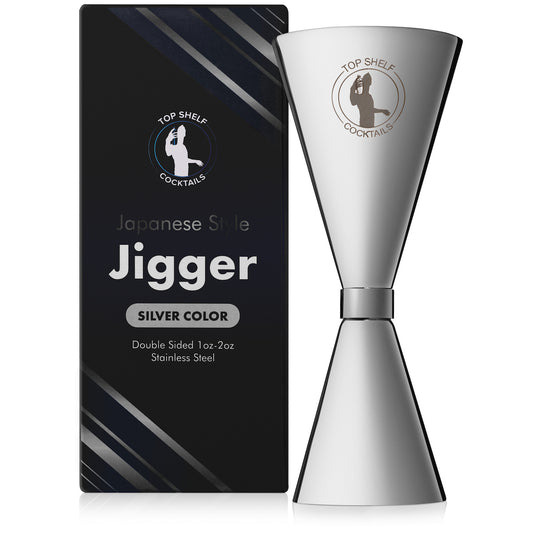 Cocktail Jigger - Double Jigger With Easy to Read Measurements Inside (Silver)