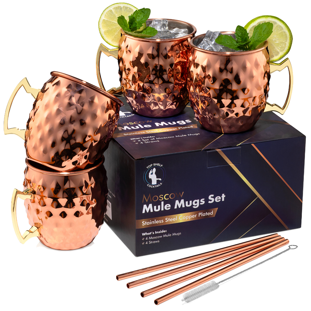 Moscow Mule Mugs Set Of 4 With Straws And Straw Brush 18oz – Top
